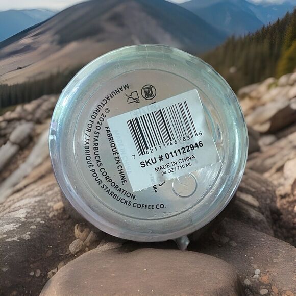 2020 Starbucks Summer Blue Floral Jungle Acrylic Water Bottle 24fl Oz Activecore - Picture 2 of 3